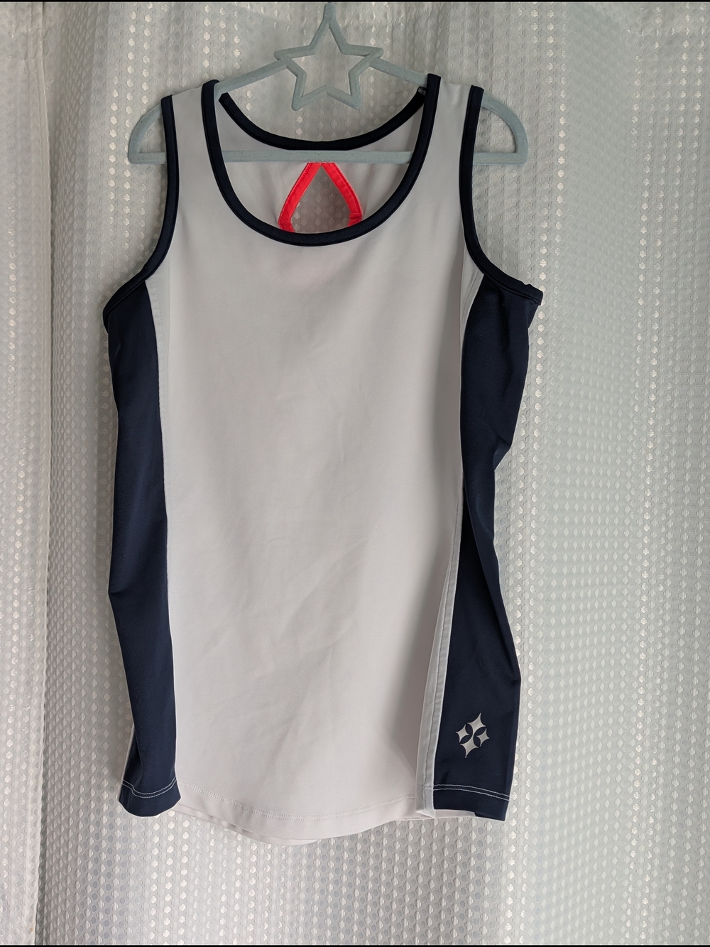Jofit White Tank with Navy Trim and Pink Detail Sz S